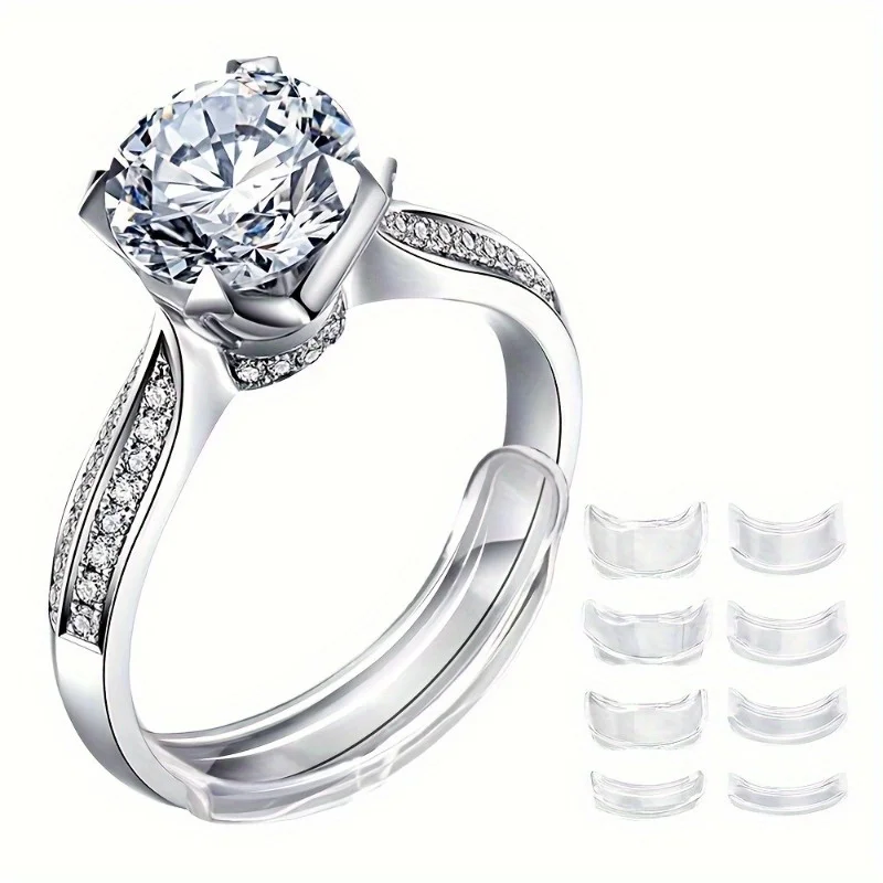 8 Sizes Silicone Invisible Clear Ring Size Adjuster Resizer Loose Rings Reducer Ring Sizer Fit Any Rings Jewelry Tools