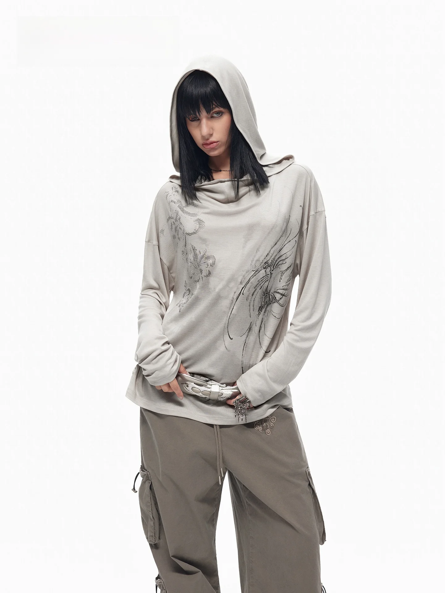 TOOOLAZY Casual Loose Long Sleeve Hoodie Women's T-shirt Graffiti Print American Style Bottoming Top Skin-friendly Breathable