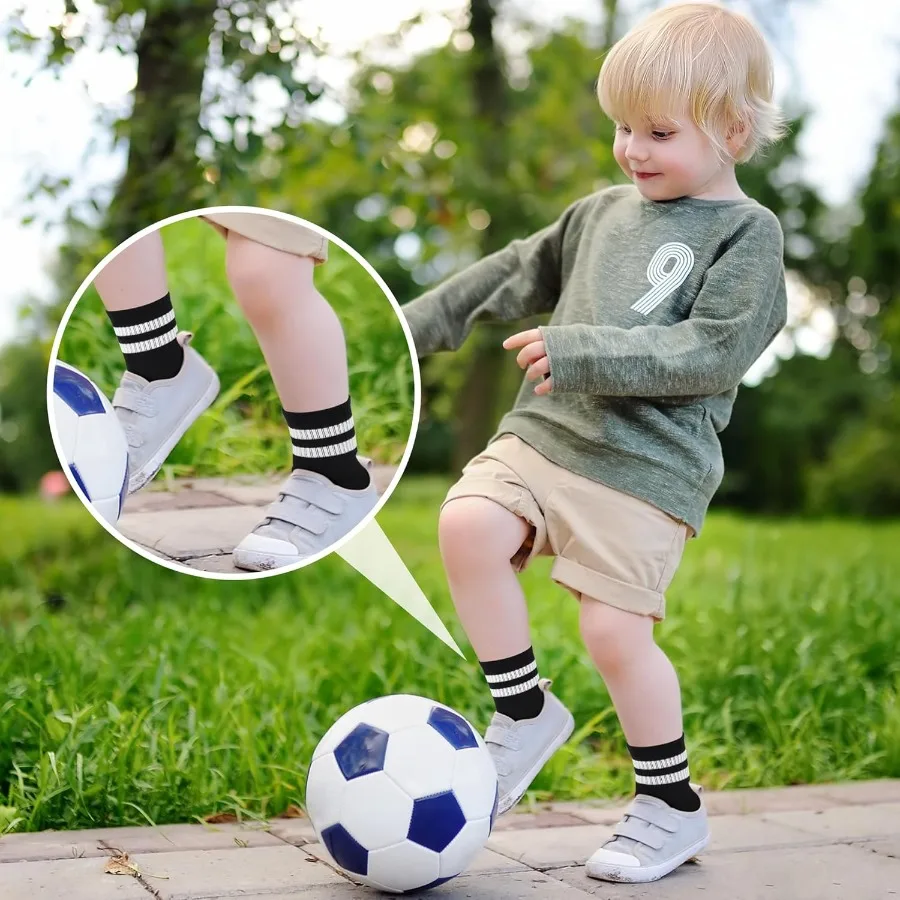 6 أزواج من الجوارب الرجعية للجنسين للأنشطة الرياضية مع خطوط قديمة من نسيج القطن الناعم بألوان سوداء وبيضاء ورمادية مثالية لـ Sc