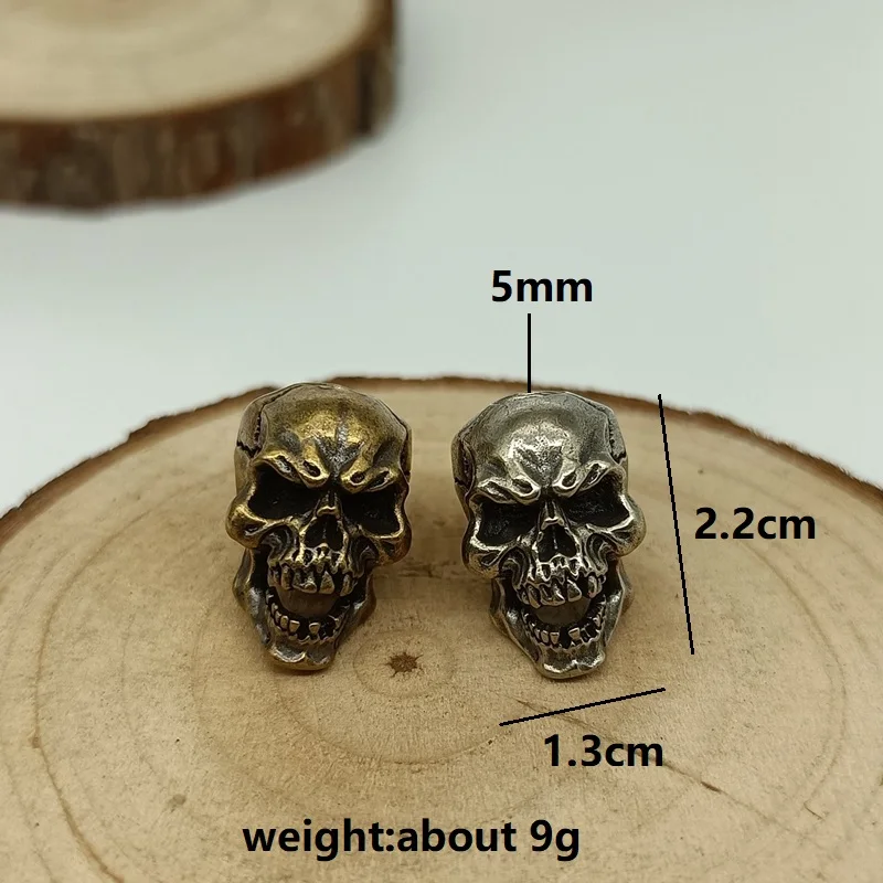 EDC Paracord Beads Punk Skull Head Retro Brass Umbrella Rope Woven Lanyard Pendants Handmade DIY Bracelets Keychains Accessories