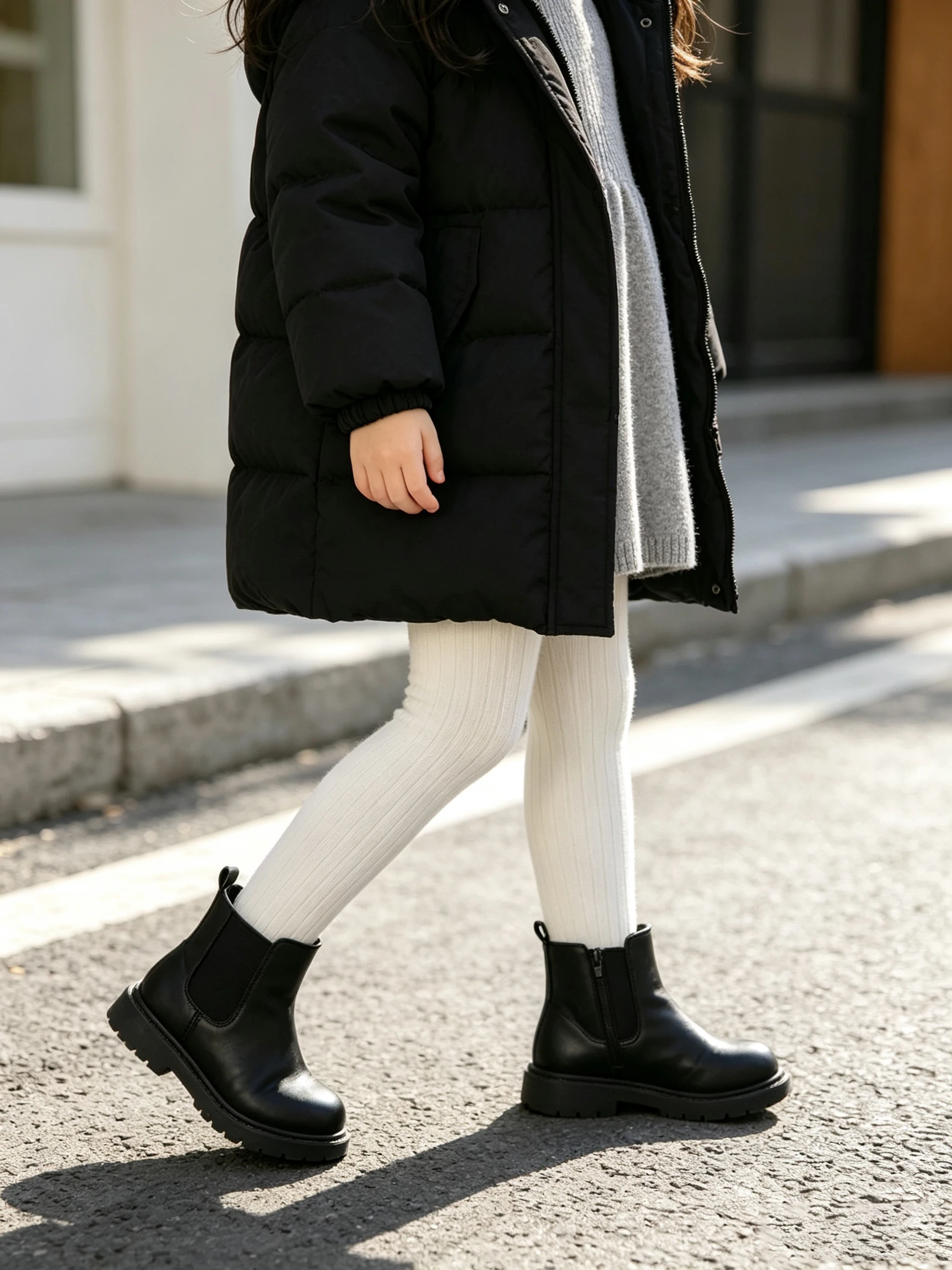 1Pc Kids Super Thick Fleece Tights Solid Vertical Striped Thermal Pantyhose Winter Warm Stretchy Leggings for Little Girls Dress