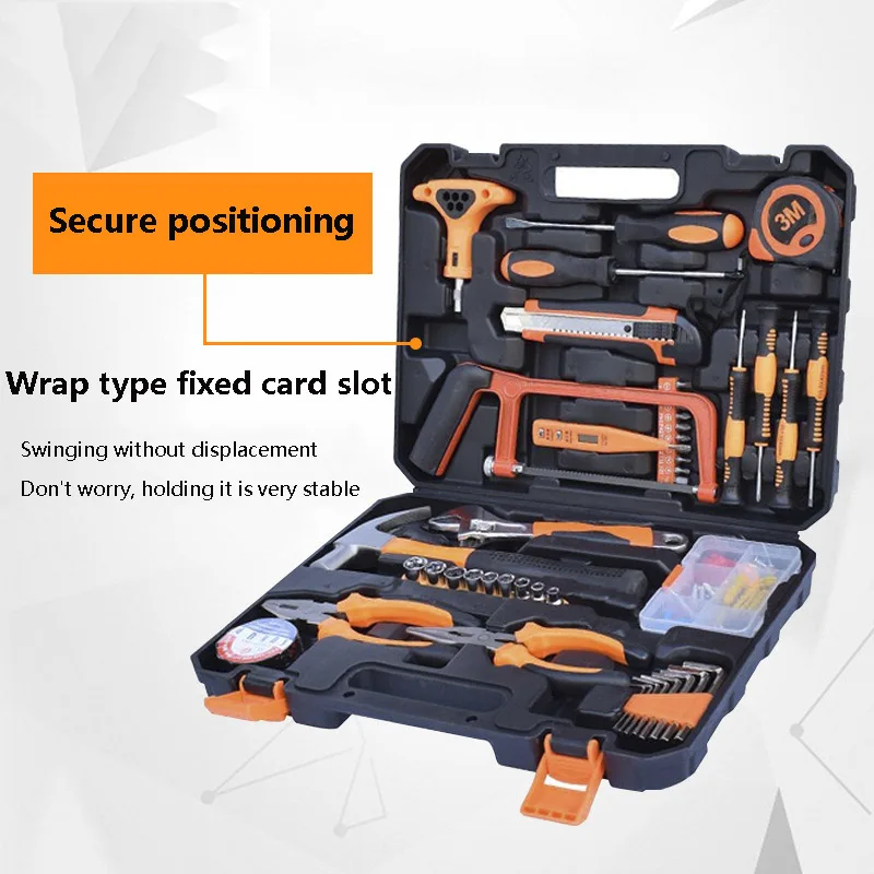 45 Piece Tool Set General House hold Hand Tool Kit with Plastic Toolbox Storage Case Used to Car repair And home Repair