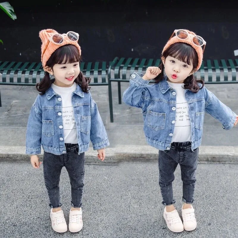 

2024 Baby Girls Denim Jacket Spring Autumn Kids Jean Coat For Girls Sweet Little Princess Outerwear Children Clothing 1-10 Years