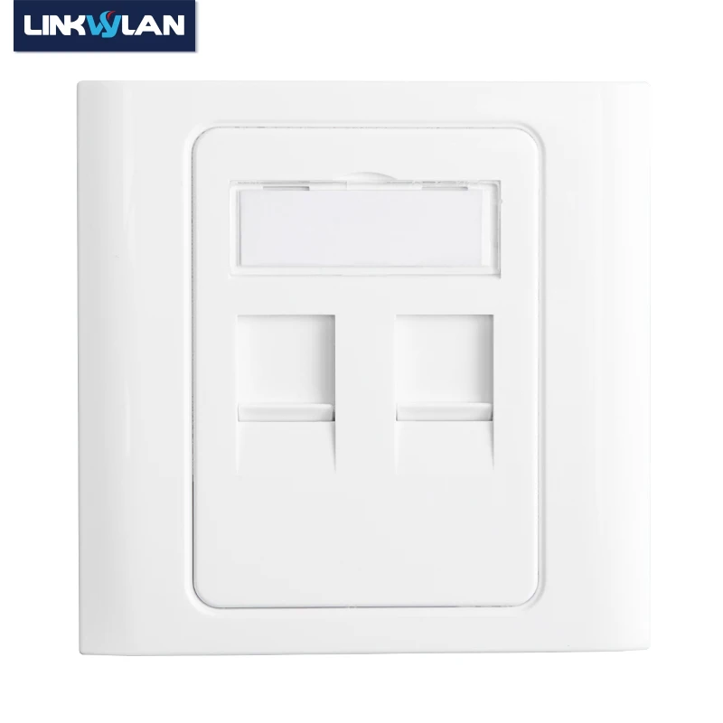 Linkwylan 86x86mm Dual 2ports Faceplate Face Plate Wall Plate Flash Surface Wall Mount For RJ11 RJ12 RJ45 Keystone Jacks