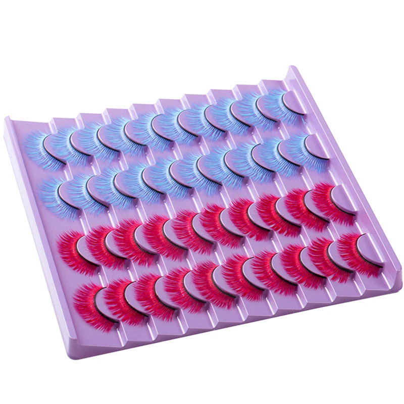 20Paris Colorful Mink False Eyelashes Red Purple Blue Colors Fake Lashes Makeup Eye Lashes Halloween Vegan Cilias Eyelashes