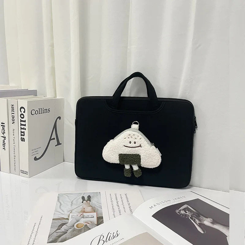 Ins لطيف كرة الأرز حقيبة لابتوب المحمولة المرأة ماك بوك اير برو 13 13.3 14 15 15.6 16 بوصة حقيبة يد للصدمات دفتر كم حقائب