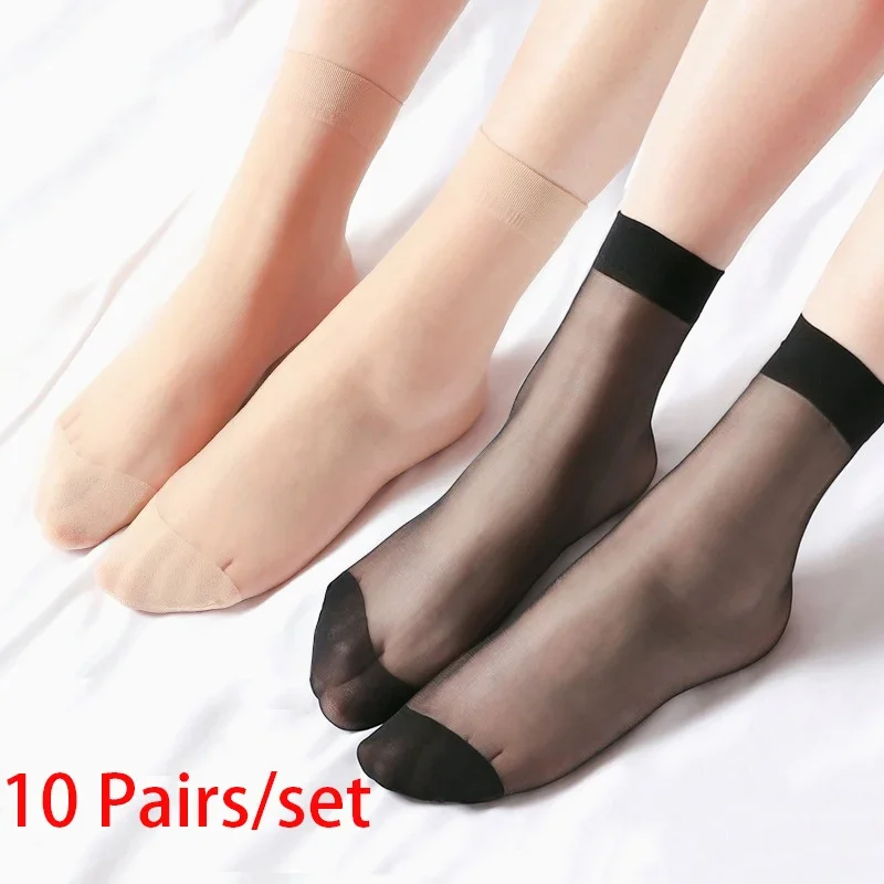 20Pcs=10Pairs Women Short Socks Transparent Breathable Spring Summer Ultrathin Soft Elastic Socks Fashion Ladies Sox for Girls