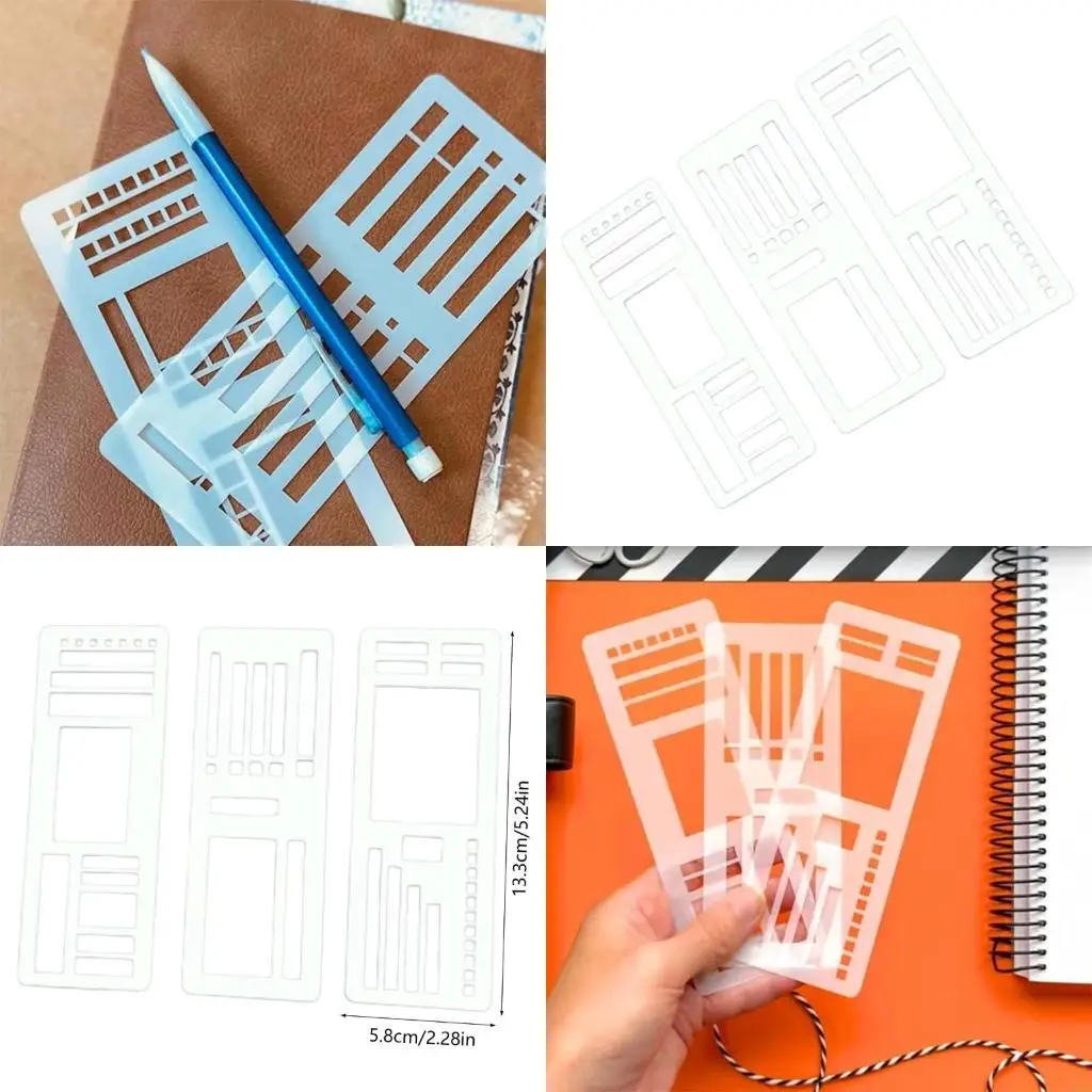

Y5LB Multipurpose Plastic Stencil Kits Journal Decorating School Projects Lightweight Portable Crafting Ruler