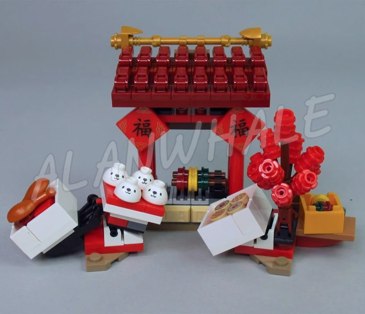 2109 قطعة المهرجانات الصينية السنة الجديدة معبد معرض الظل مسرح الأكشاك فو الألعاب النارية SY1476 بناء الالعاب العملاقة متوافق مع النموذج #3