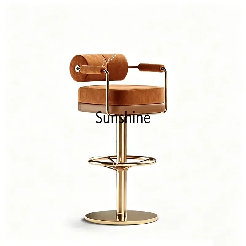 Metal Lift Comfortable Bar Chairs Arm Rest Orange Green Luxury Swivel Bar Chairs Counter Height Taburetes Para Barra Furniture