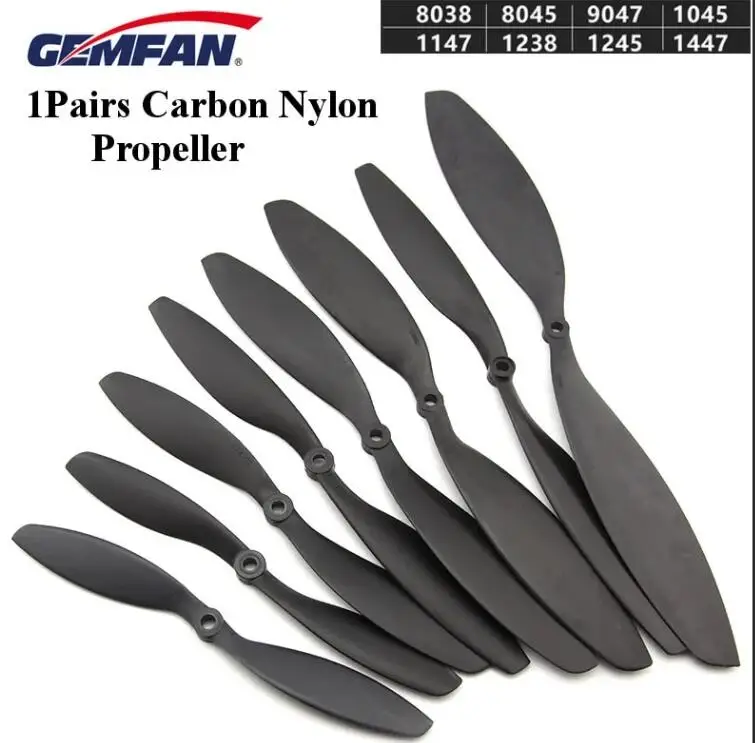 Gemfan 7038 8038 8045 1045 1055 1147 1238 1447 7-14inch Nylon-Carbon mix 2-Blade Propeller prop for airplane aircraft drone