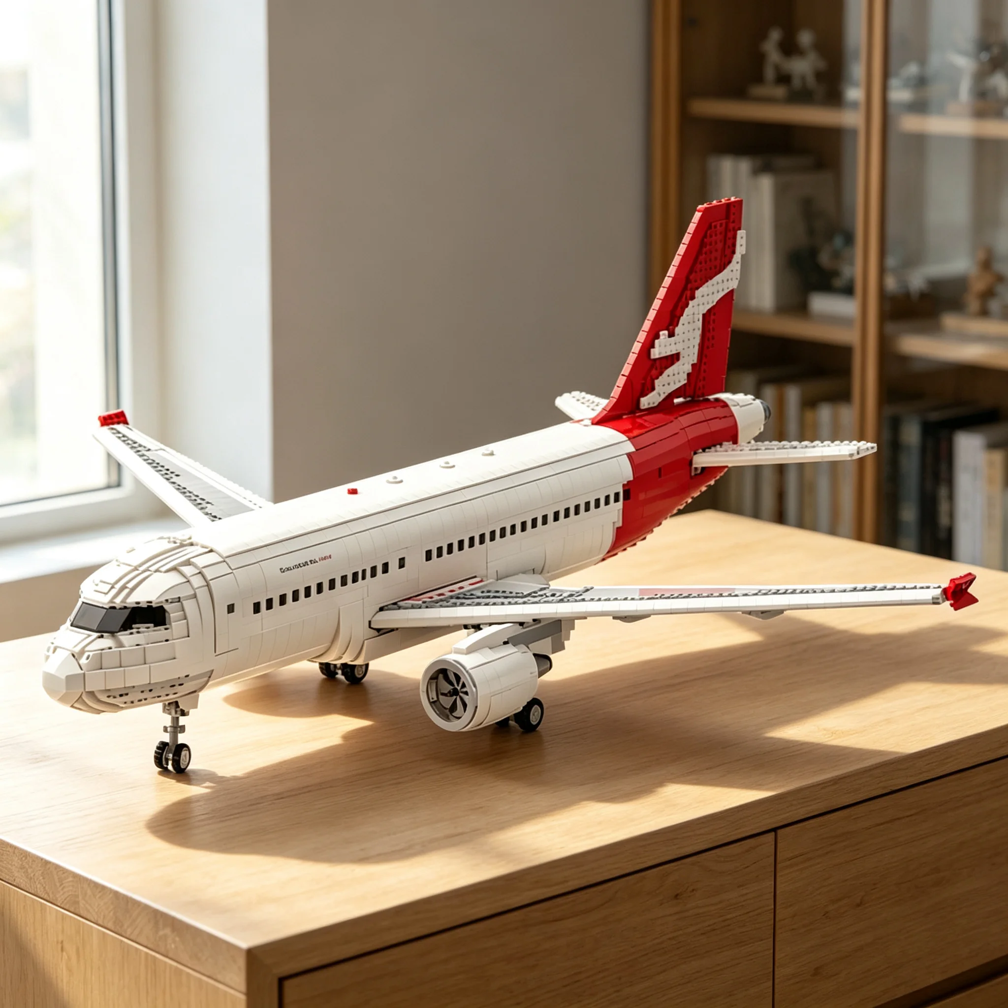 8285pcs MOC City Airport Airbuss A319-100 QantasLink Livery Model Christmas Gift DIY Collectible Living Room Art