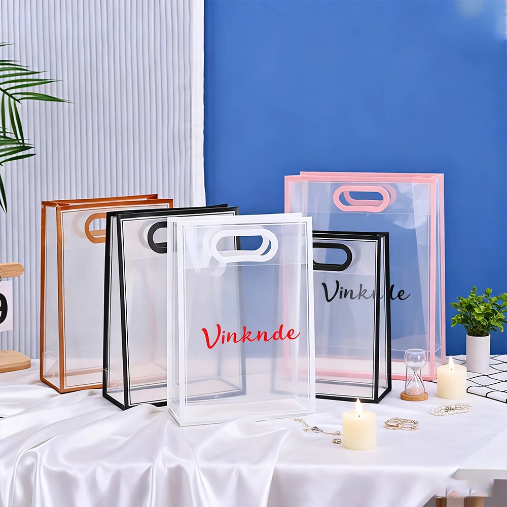 

16 упаковок, индивидуальные прозрачные полипропиленовые матовые пластиковые подарочные пакеты с квадратным дном, водонепроницаемая сумка для одежды с ручкой из ПВХ, рекламная сумка для одежды