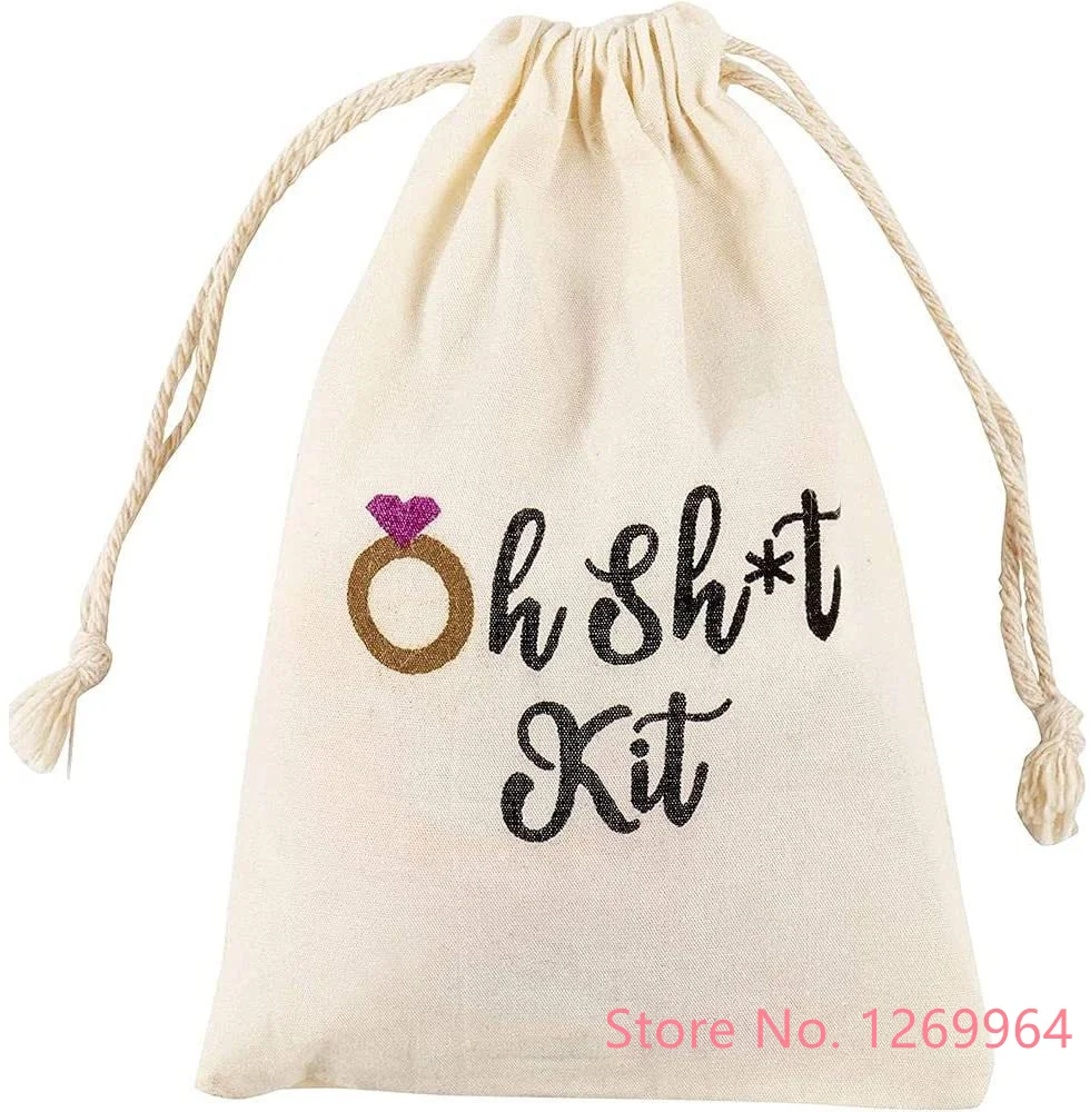 Oh Shit Kit Drawstring Cotton Gift Bags Small Bag Jewelry Pouch Drawstring Bag Wedding Favor Bags Gifts for Wedding