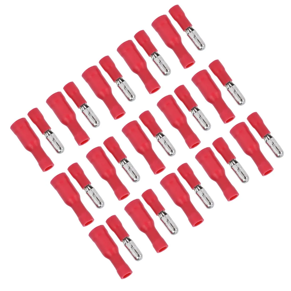 

50 Pairs Durable Red Insulated Wire Terminals 22-16 AWG Quick Crimp Male Female Connectors Crimp Connectors Audio Wiring