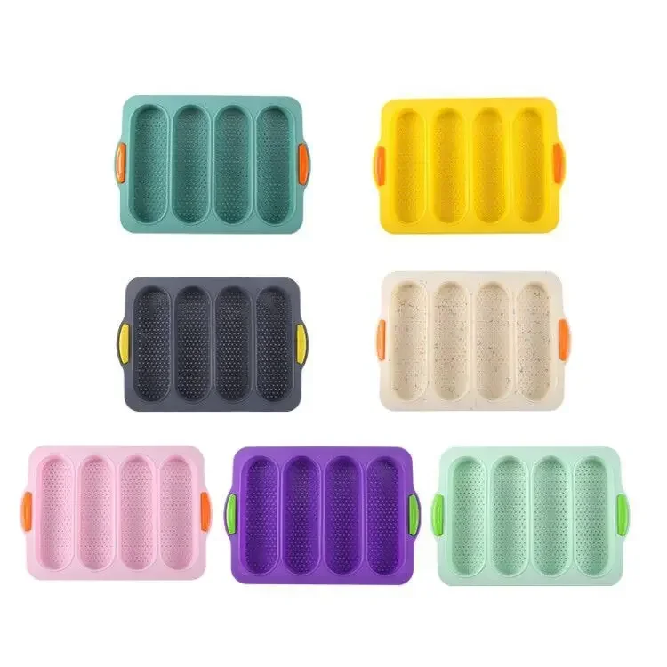 

4-slot Silicone Baguette Mold French DIY Small Bread Mold Non-stick Easy Demoulding Baking Pan Baking Tools for Cakes Reusable