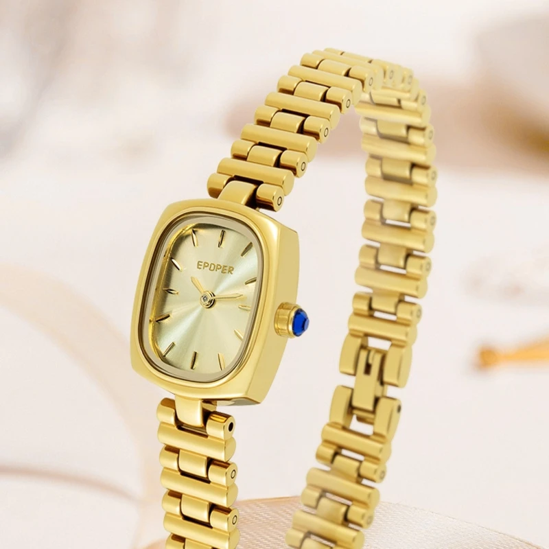 Retro Fashion Temperament Small Gold Watches Ladies Wheat Strap Light Luxury Sense Women's Wristwatch Simple Niche Ins Wind 2026