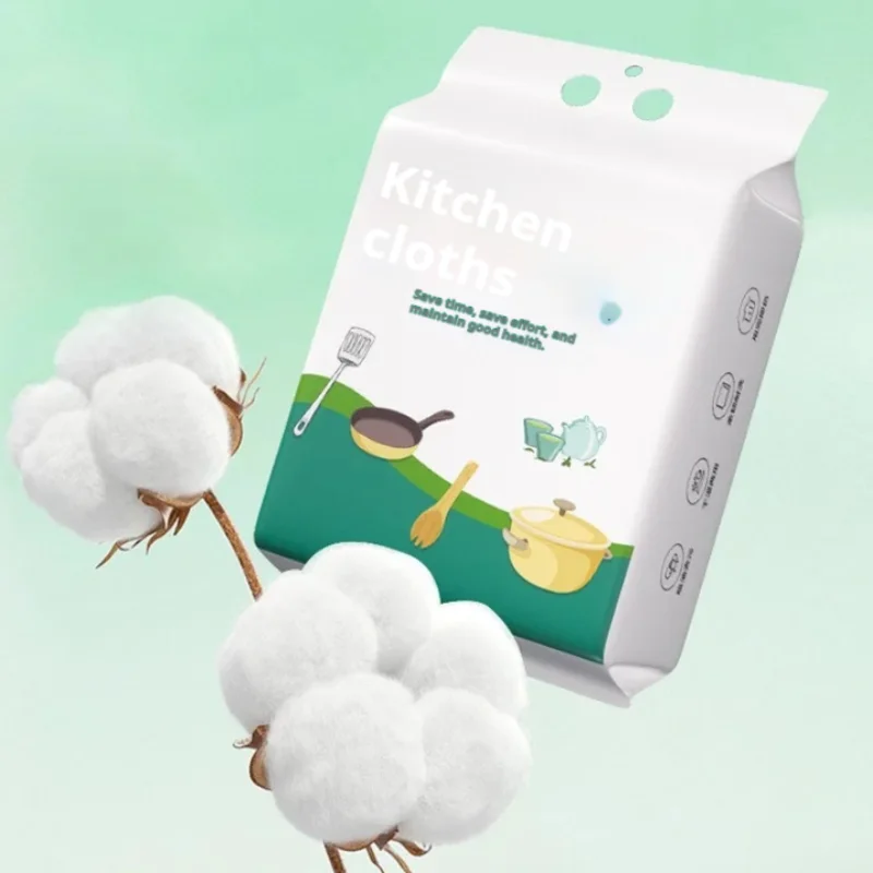 Household Disposable Cleaning Kitchen Wet Dry Dual-Use Large Packaging Dishwashing Cloth Lazy Cloth Thick Hanging Scouring Pad