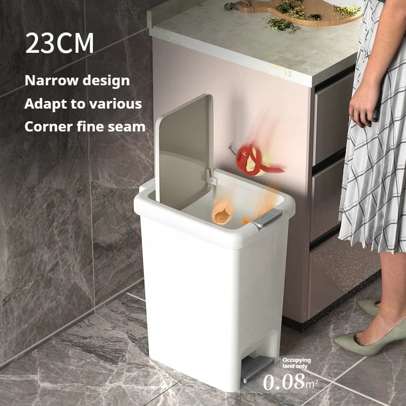 Garbage Bin Household Bathroom Kitchen Toilet With Lid Large Garbage Bin Crevice Bedroom Plastic Cover Foot Pedal Type