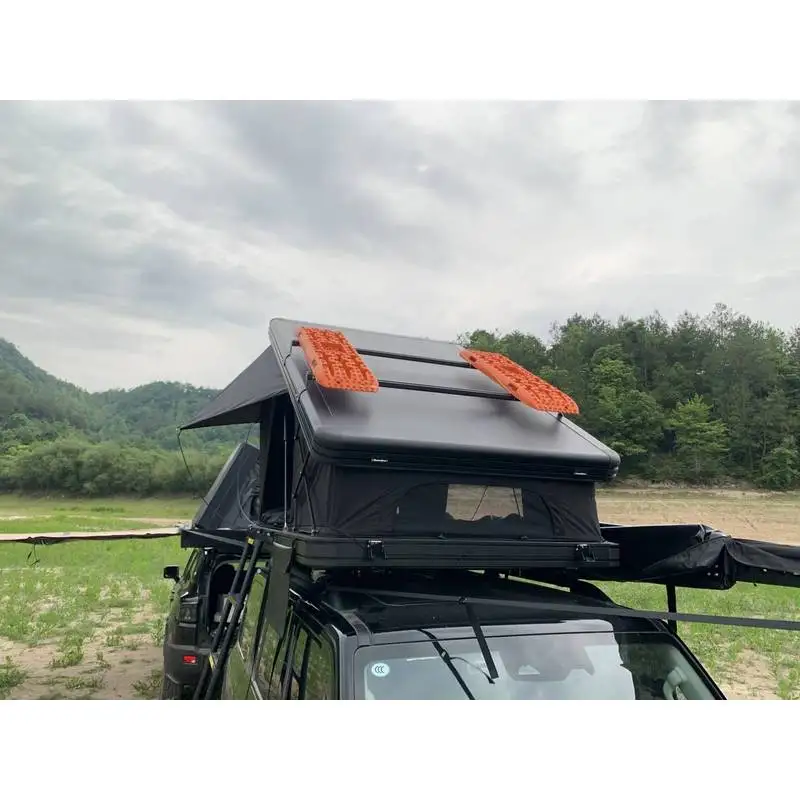 Two Adults 4WD Touring 4 Person Ultralight Slimline X-Hinge Extended Wedge Roof Top Tent Tente De Toit Camping Hard Shell Car