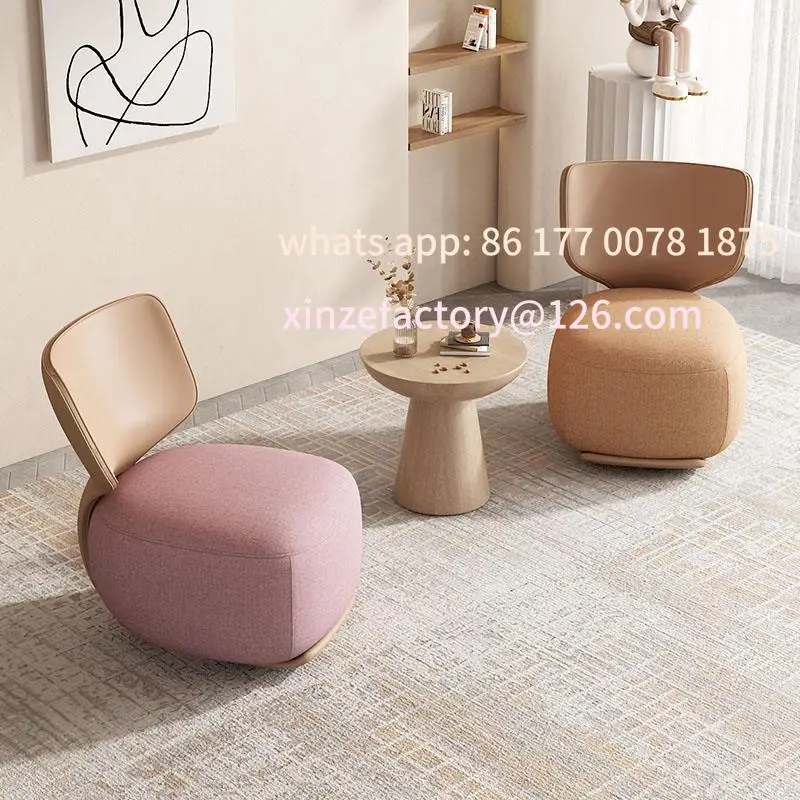 Customizable Log Light First Class Cabin Lounge Sofa Chair Nordic Living Room  Fabric Low Stool Balcony Leisure Armchair