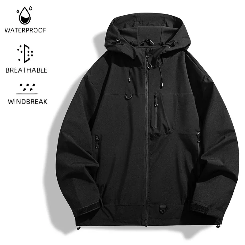 

Весенне-осенняя мужская повседневная куртка, дышащая водонепроницаемая ветрозащитная куртка на молнии с капюшоном, верхняя одежда для кемпинга и альпинизма