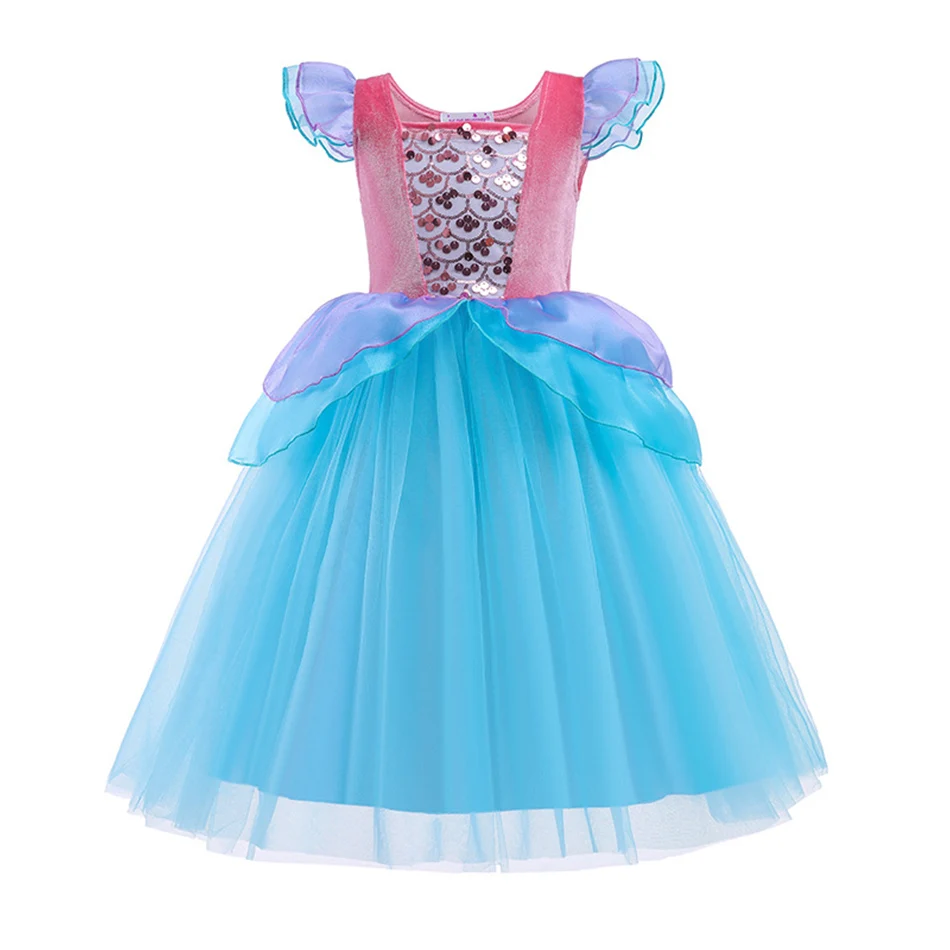 2024 ragazze sirenetta Ariel Princess Dress Cosplay Kids Vestidos Costume festa di compleanno carnevale bambini vestiti di Halloween