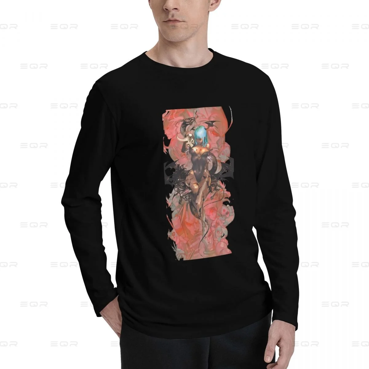 Morrigan Aensland men Cotton Digital Direct Spray printed long sleeved T-shirt,Darkstalkers fashion Unisex Tees