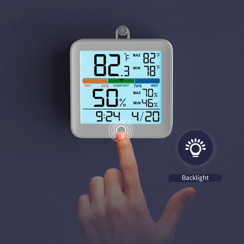 MIIIW Temperature And Humidity Clock Home Indoor High-precision Baby Room C/F Temperature Monitor LCD backlight Screen