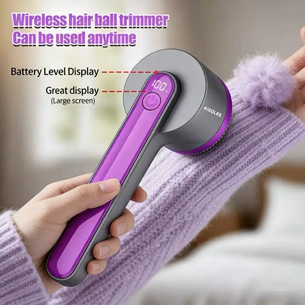 Electric Lint Remover With Rechargeable Function - Featuring A Digital Display, Six Blades And A Safety Lock, Designed For Effectively Removing Lint Balls And Burrs From Fabrics. This USB Fabric Shaver Is Perfect For Home Use.