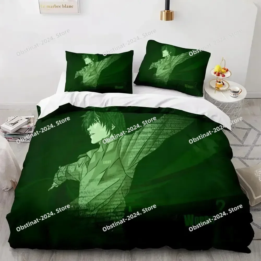 3d Anime Death Note 3D Printing Comforter Bedding Set,Duvet Cover Bed Set Quilt Cover Pillowcase,King Queen Size Bedding Set Kid