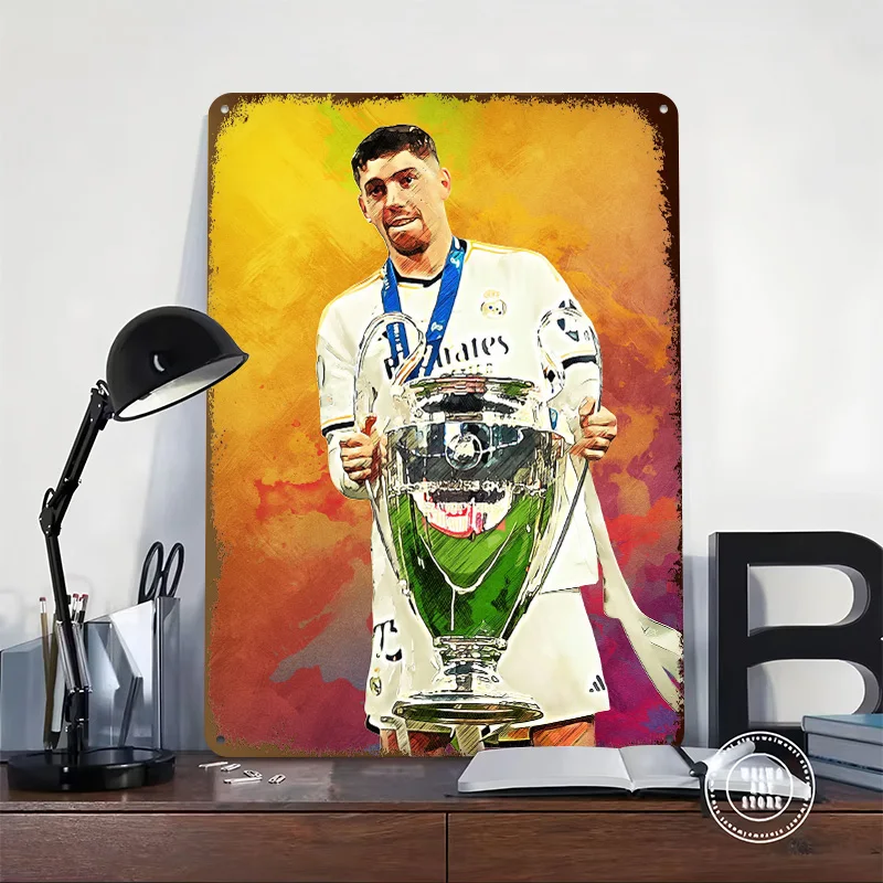 Federico Valverde Poster Retro 3D Printed Metal Signs Customized Wall Hanging Gift for Modern Home Decoration Ornaments House