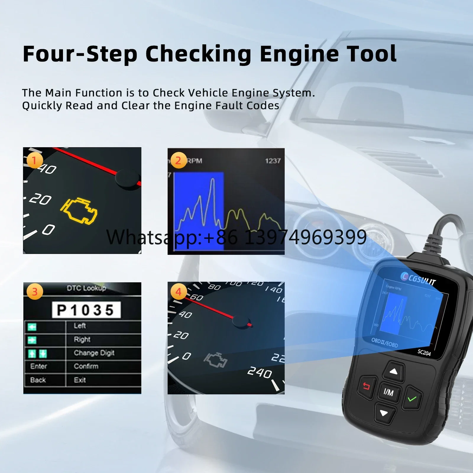 SC204 Auto Motorcycle Diagnostic Scan Tool OBD2 Scanner factory