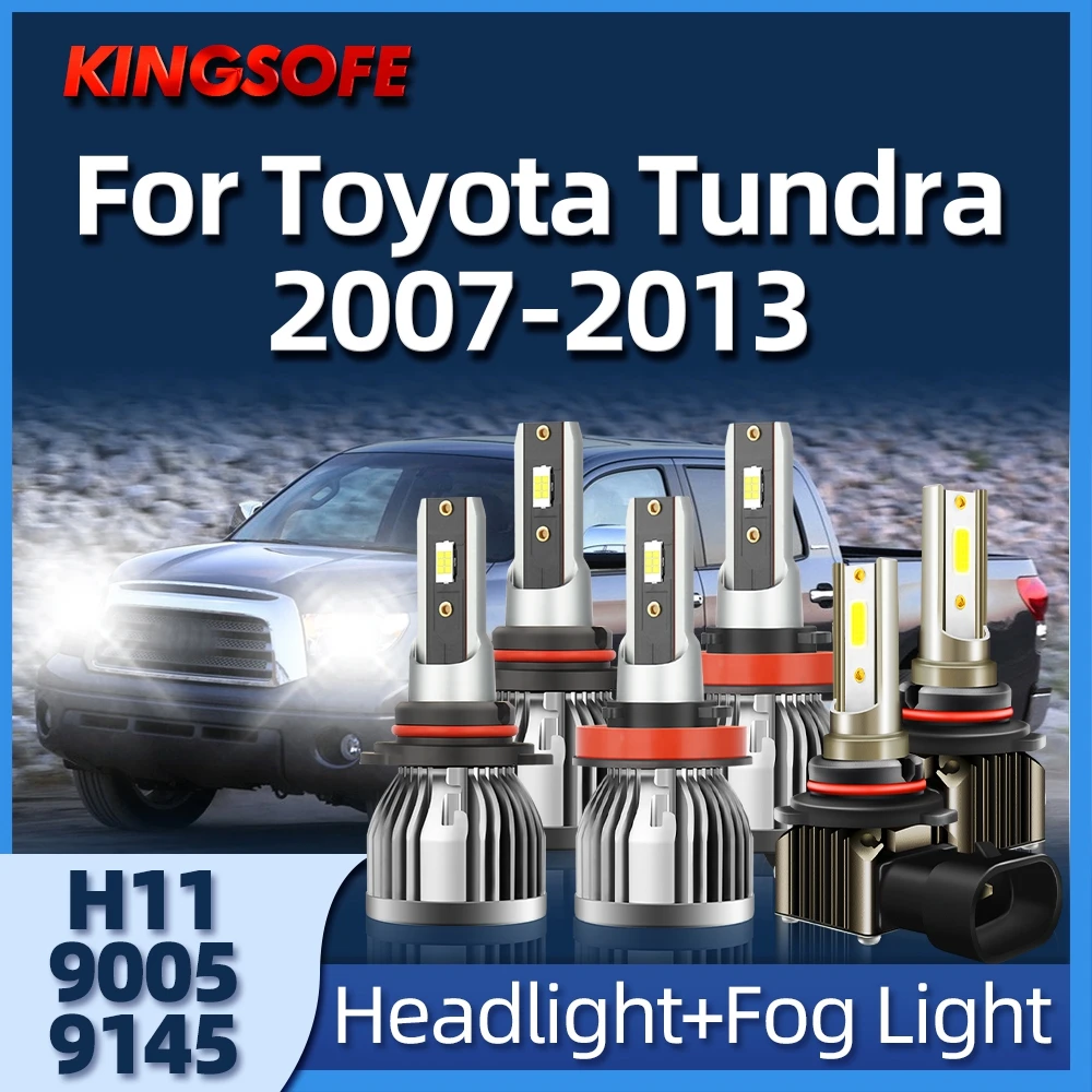 

KINGSOFE LED Headlight 9005 H11 Fog Lights 9145 Auto Lamp 6000K For Toyota Tundra 2007 2008 2009 2010 2011 2012 2013