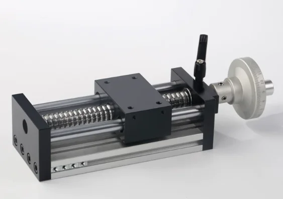 Small manual rotary wheel position-adjustable vertical movement cross-slide module