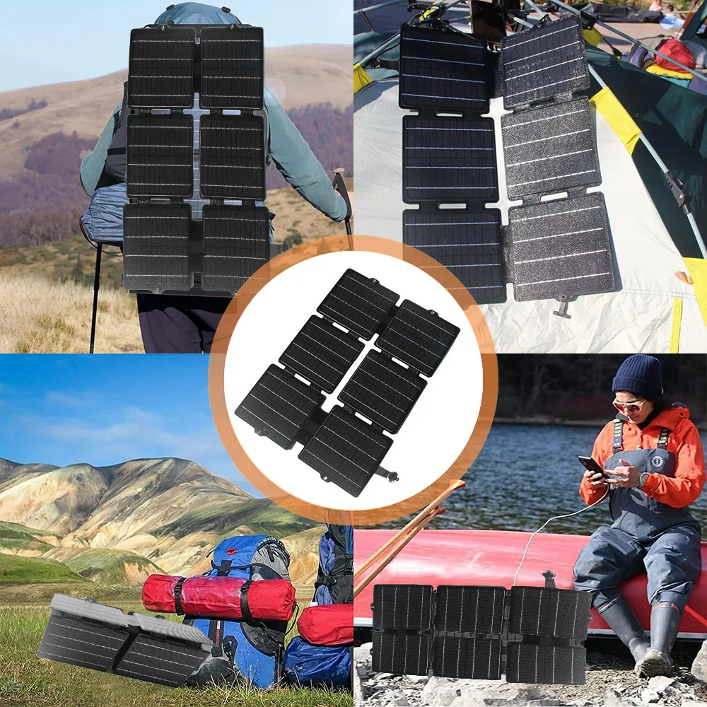 شاحن لوحة شمسية محمول قابل للطي مقاوم للماء ، 30 واط ، USB تيار مستمر للطاقة المحمولة ، التخييم في الهواء الطلق ، المشي لمسافات طويلة ، الشحن السريع