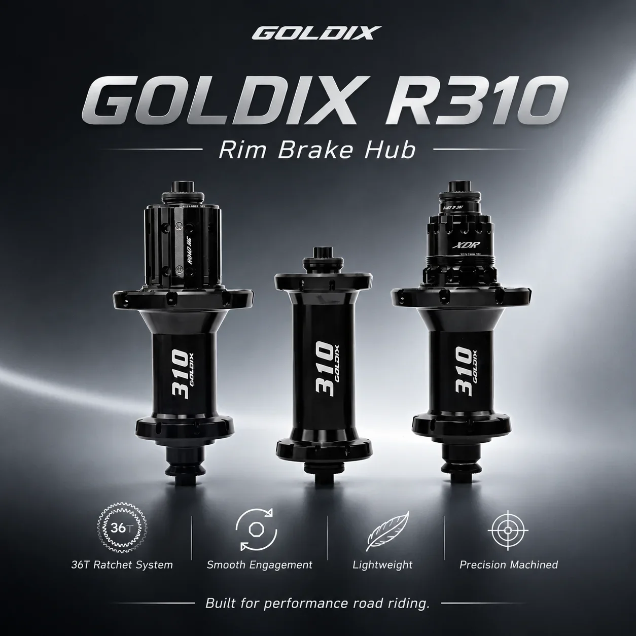 

GOLDIX Lightweight R310 Hub 20/24 Hole 36T Ratchet V-Brake Compatible with SHIMANO SRAM 11/12 Speed Bike Hub Accessory