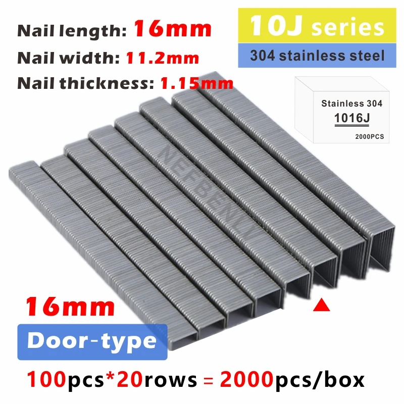 304 Roestvrij Stalen Deur/T Vormige Nietjes F15/F20/F25/F30/T50/Nail Pneumatische pistool Recht 10J Serie Houtbewerking Meubels Diy