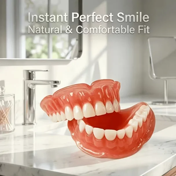 Natural Full Set Dentures Upper & Lower 2026 New Silicone False Teeth Soft Comfort Fit Oral Accessories Improve Smile Confidence