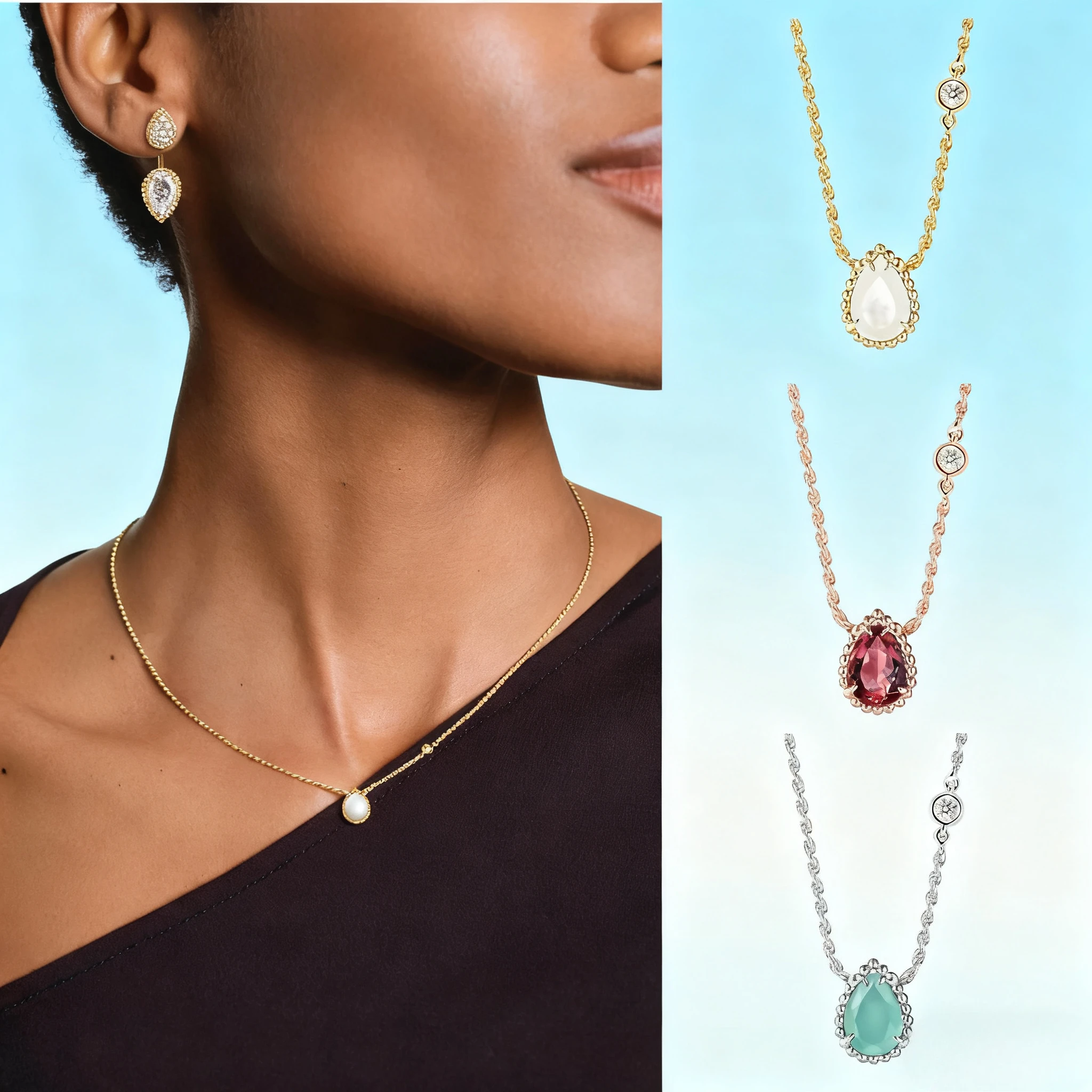 

2025 Trendy Jewelry Eternal Classic Water Drop Jade Marrow Necklace Pendant, Luxury Party Essential, Mother's Day Gift