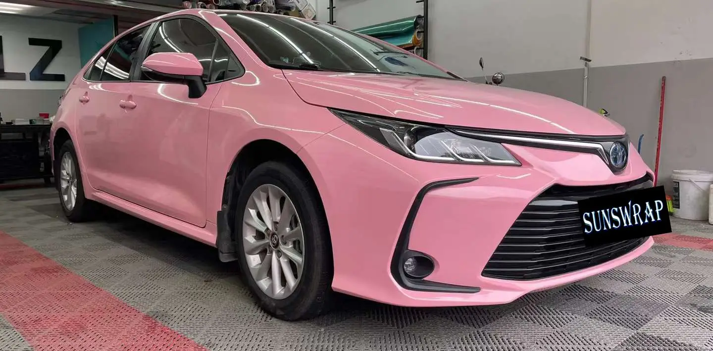 High Quality Bright Glossy Cosmetic Pink Vinyl Car Decal Wrap Sticker Gloss Film Wrap Foil 5x59ft