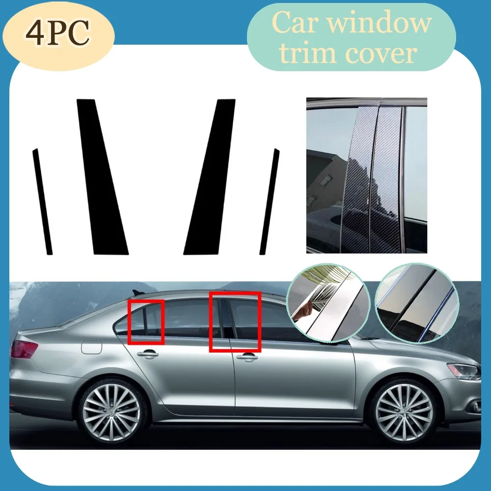 

Glossy Black Sliver Carbon Pillar Post Fit For Volkswagen Jetta 2011-2018 Car Door Middle B C Sticker Trim Window Column Cover