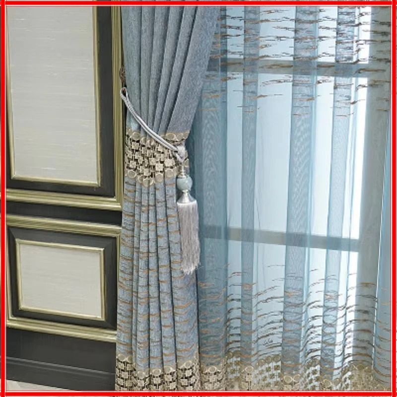 Curtain Living Room Bedroom Water Soluble Hollowed Out Embroidered Chenille European Style High Grade French Window