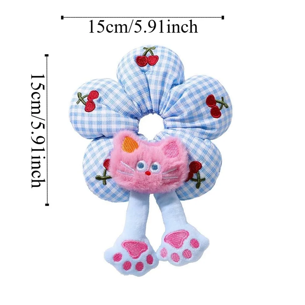 شخصية الكرتون الحيوان بعقب الشعر حبل لطيف التطريز منقوشة زهرة الشعر الدائري القماش مطاطا كعكة الأربطة المطاطية الفتيات