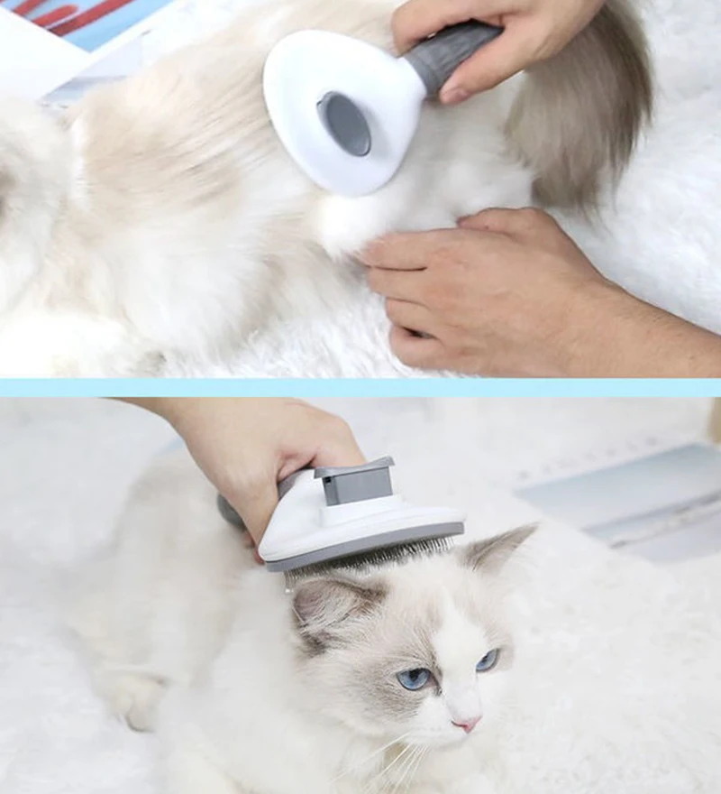 Pet Hair Removal Brush Dog Hair Comb Stainless Steel Automatic Hair Fading Cat Comb Pet Cleaning Grooming Supplies