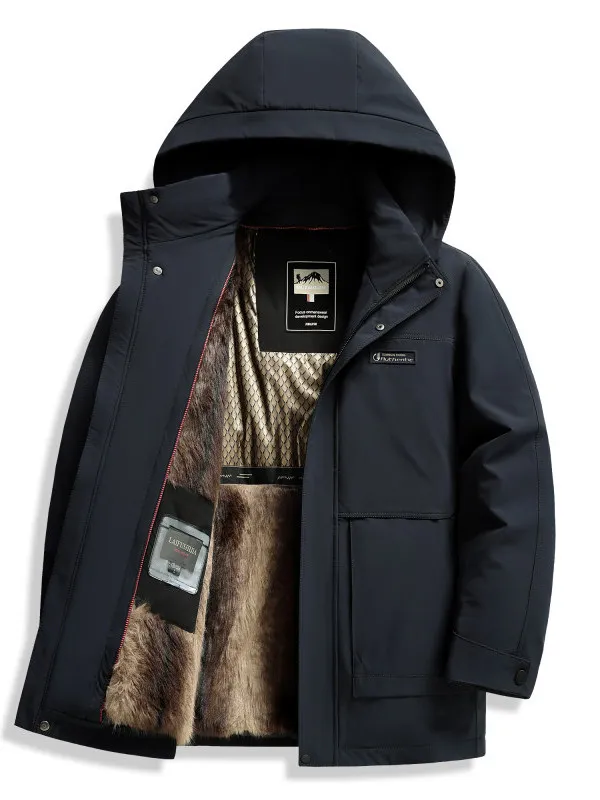 

Men's Winter Thiened Fce Lined Warm Cotton Jaet Detachable Inner Vest Middle-aged And ly Warm Outerwear Coat