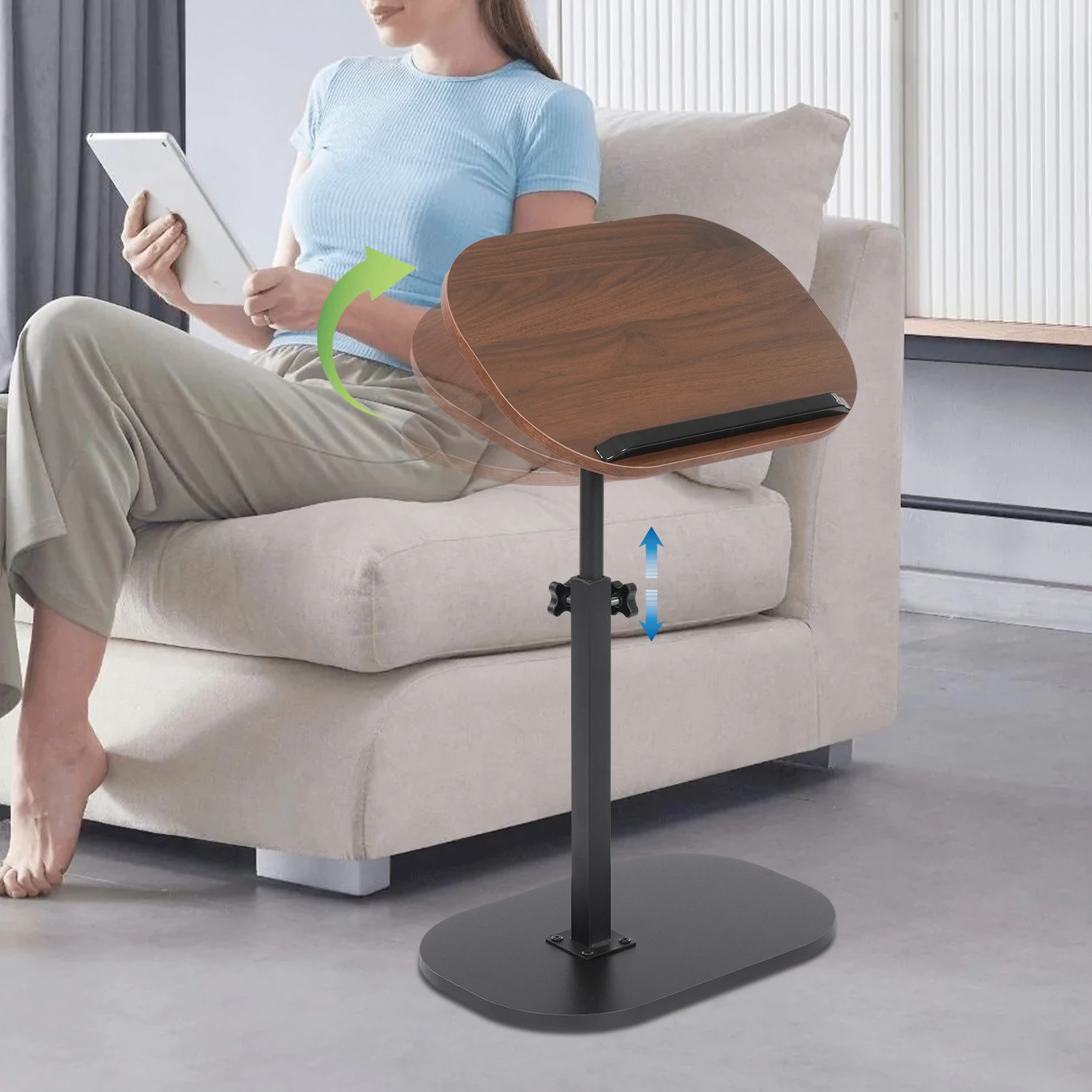 

C-Shaped Side Table, Adjustable Height & Swivel Tilt, End Table for Living Room, Small Coffee Table - 360° Rotating, 320° Flip