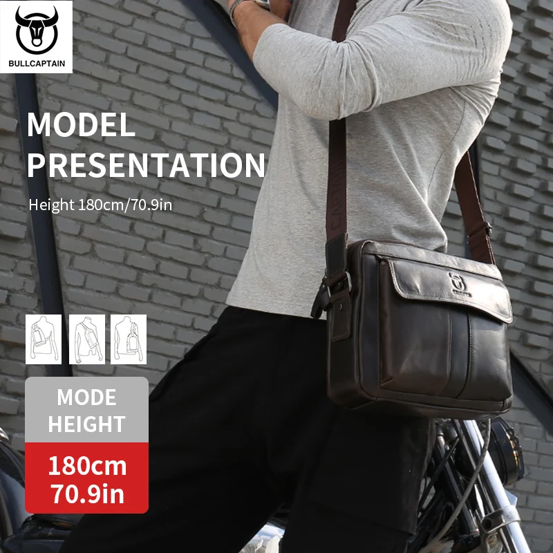 BULLCAPTAIN Genuine Leather Men's Crossbody Bag Large Capacity Casual Multifunctional Handbag A Fashion Business Briefcase