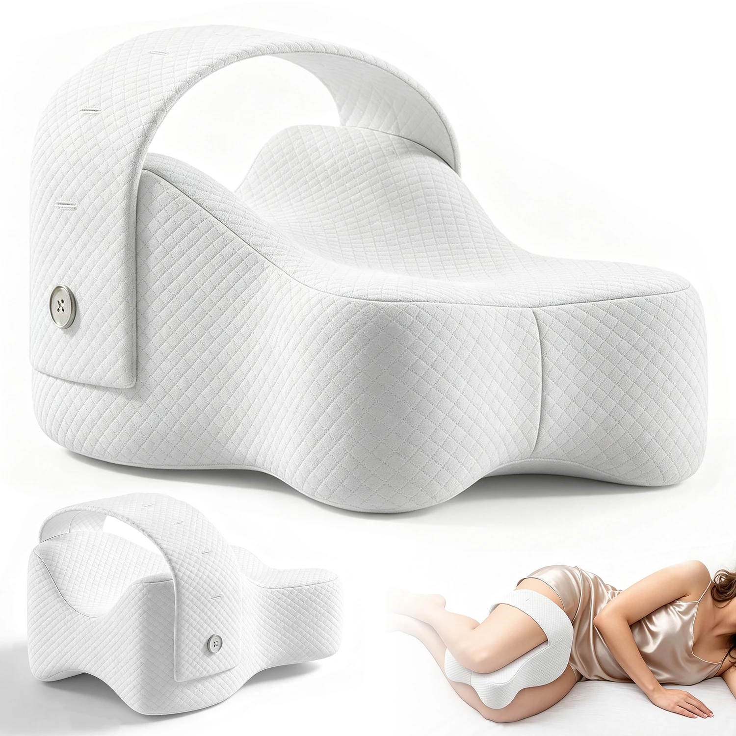 Coussin ergonomique en mousse à mémoire de forme pour les jambes et les genoux, support orthopédique pour soulager les douleurs aux hanches et au dos, pour le sommeil et le repos