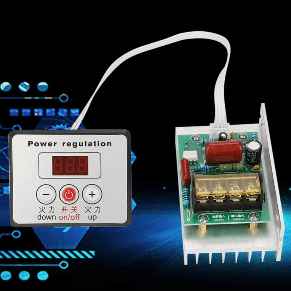 منظم تحكم في السرعة بقدرة 8000 وات AC220V، سهل التركيب، وحدة تحكم جهد عالية الطاقة، تنظيم درجة الحرارة الرقمية